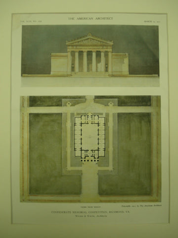 Third Prize Design for the Confederate Memorial Competition , Richmond, VA, 1911, Wilder & White