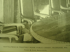 Mantelpiece in Trustees' Room: Public Library, Milwaukee, WI, 1900, Ferry & Clas