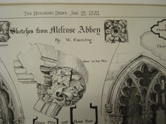 Sketches from Melrose Abbey, Melrose, Scotland, UK, 1881, W. Canning