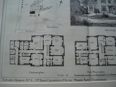 Artist's Homes No. 5, Mr. Basil Champney's House, Manor Farm, Hampstead, England, UK, 1880, Basil Champneys