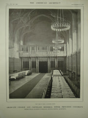 Great Hall, looking east of the Graduate College and Cleveland Memorial Tower at Princeton University, Princeton, NJ, 1913, Cram, Goodhue & Ferguson
