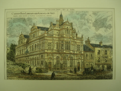 Alternative Design for the Cardiff Free Library and School of Art , Cardiff, Wales, UK, 1880, James Seward & Thomas