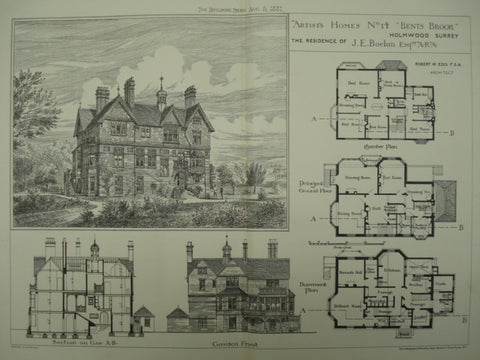 Brents Brook, the Residence of J. E. Boehm, Holmwood, Surrey, England, UK, 1881, Robert W. Edis
