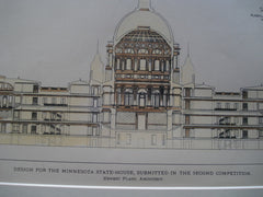 Design for the Minnesota State-House, Submitted in the Second Competition , St. Paul, MN, 1895, Ernest Flagg