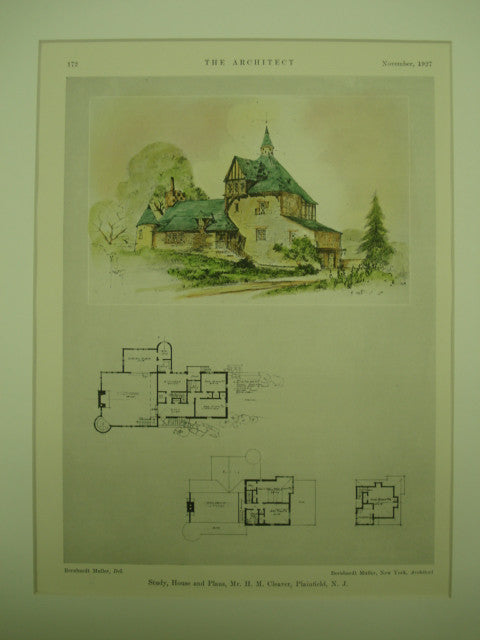 House of Mr. H. M. Cleaver , Plainfield, NJ, 1927, Bernhardt Muller