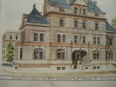 Design for a House for Wm. F. Whitehouse, Esq., Chicago, IL, 1881, Wm. A. Potter