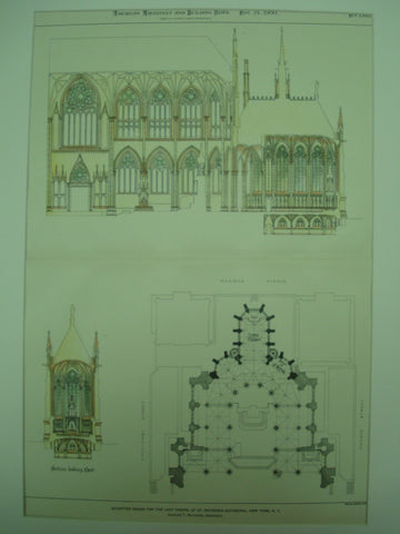 Design for the Lady Chapel of St. Patrick's Cathedral , New York , NY, 1900, Charles T. Mathews