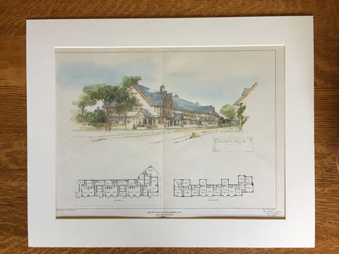 Semi Detached Houses, Madison, WI, 1904, Elmer Gray, Original Hand Colored -