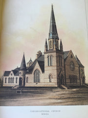Congregational Church, Winona, MN, 1884, Hand Colored Original -