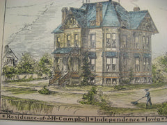 Residence of J. H. Campbell, Independence, IA, 1889, F. D. Hyde