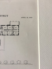 House Plan, Louis K Hyde, Plainfield, NJ, 1916, Lithograph