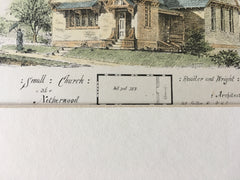 Small Church at Netherwood, NJ, 1880, Rossiter & Wright, Original Hand Colored -