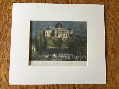 Capitol, Washington DC, 1800s, Bartlett & Bentley, Original Hand Colored -