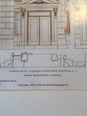 Plainfield Savings Bank, Plainfield, NJ, 1908, Original Hand Colored -