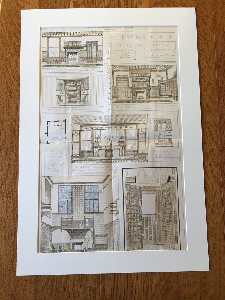 Marcus Sayers House, Montrose, NJ, 1881, W Halsey Wood, Original Hand Colored -