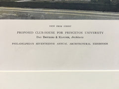 Club House, Princeton University, NJ, 1911, Day & Klauder, Original Hand Colored -