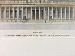 Washington State Capitol, Olympia, WA, 1911, Wilder & White, Original Hand Colored -