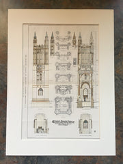 Cleveland Memorial Tower, Graduate College, Princeton University, NJ, 1911, Cram Goodhue Ferguson, Original Hand Colored -