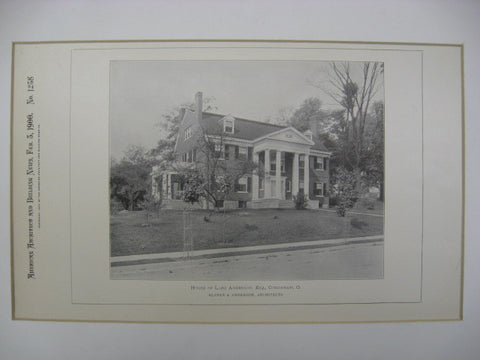 Anderson House, Cincinnati, OH, 1900, Elzner and Anderson