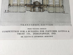 Fletcher Savings & Trust, Indianapolis, IN, 1913, Hand Colored Original -