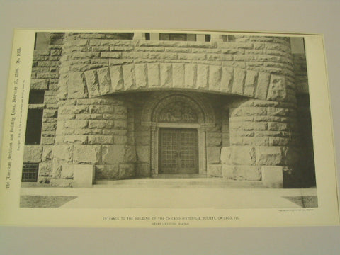 Entrance to the Building of the Chicago Historical Society, Chicago, IL, 1896, Henry Ives Cobb