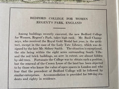 Bedford College for Women, Regents Park, England, 1914, Original Hand Colored -