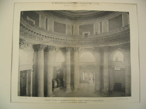 Entrance Rotunda of the Agriculture Building at the World's Columbian Exhibition, Chicago, IL, 1894, McKim, Mead and White