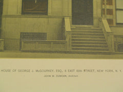 House of George J. McGourkey at 8 East 86th Street, New York, NY, 1889, John M. Duncan