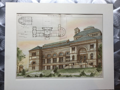 Cincinnati Museum, Cincinnati, OH, J.W. McLaughlin, Archt., 1886, Original Plan