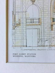 Fort Garry Station, Winnipeg, Manitoba, Canada, Original Plan, Hand Colored