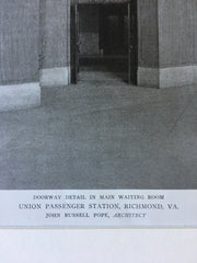 Union Passenger Station, Doorway Detail, Richmond, VA, circa 1925, Lithograph