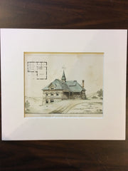 Barn, T Merrick, Holyoke, MA, 1879, E Gardner, Architect, Original Hand Colored
