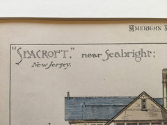 Seacroft, Details, Seabright, NJ, 1883, Bruce Price, Original Plan Hand-colored