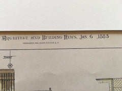 Seacroft, Details, Seabright, NJ, 1883, Bruce Price, Original Plan Hand-colored