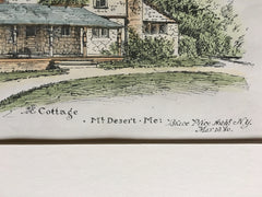 Cottage, Mt Desert, ME, 1881, Bruce Price, Archt., Original Plan, Hand Colored
