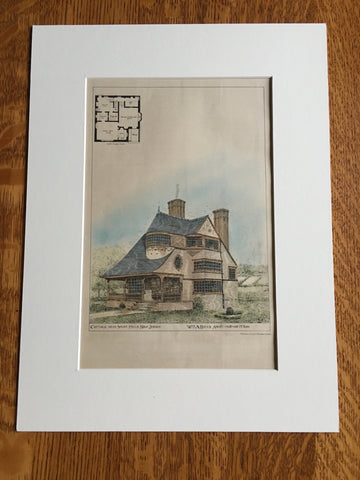 Cottage near Short Hills, NJ, 1882, Wm A Bates, Architect, Original Plan Hand-colored
