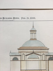 Chapel, Rhododendron Estate, Biltmore, NC, 1896, R Guastavino, Hand Colored, Original