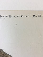 Business Block, Toledo, OH, 1888, A B Sturges, Original Plan Hand-colored x