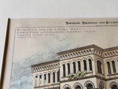 YMCA, Madras, India, 1896, Merrill & Cutler, Original Hand Colored -