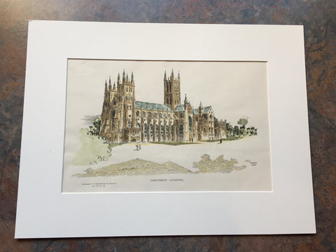 Canterbury Cathedral, England, UK, 1890, Original Hand Colored