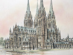 Cathedral of St John the Divine, NY, 1891, Potter & Robertson, Hand Colored