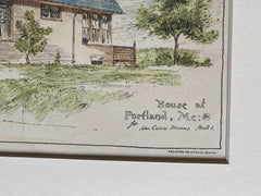 John Calvin Stevens House, Portland, ME, 1884, Original Hand Colored -