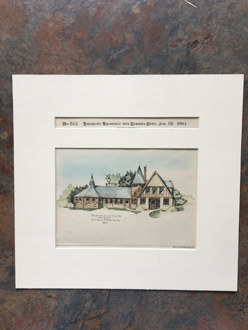 Stable, George Frank, Kearney, NE, 1891, Bailey & Farmer, Hand Colored Original