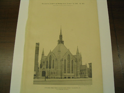 Bethlehem Presbyterian Church on Broad Street, Philadelphia, PA, 1890, Theophilus P. Chandler