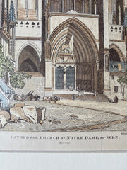 Cathedral Church of Notre Dame, Sees, France, 1884, Original Hand Colored -