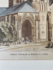 Abbey Church of Montivilliers, Normandy, France, 1884, Original Hand Colored -