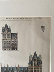 Cincinnati Chamber of Commerce, Vine St, 1885, Bruce Price Original Hand Colored -