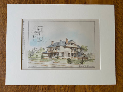 Burrowes House, Portland, ME, 1885, John Calvin Stevens, Hand Colored Original -