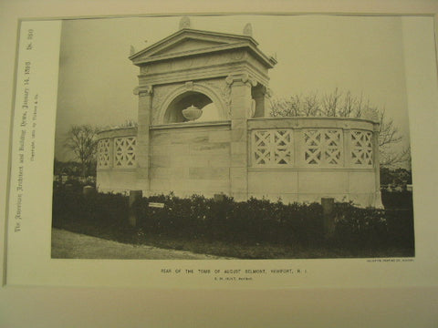 Rear of the Tomb of August Belmont, Newport, RI, 1893, R. M. Hunt