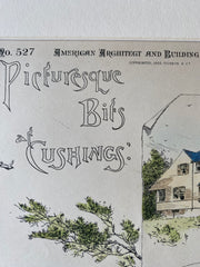 Architecture of Cushings, ME, 1886, John Calvin Stevens, Hand Colored Original -